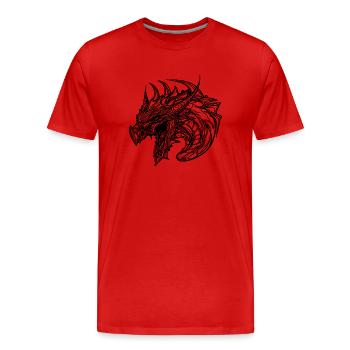 Dragon sifflant en robe à écailles de tatouage - T-shirt bio Premium Homme - rouge - Devant - Damien (186cm)