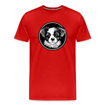 Chiot mignon - T-shirt bio Premium Homme - rouge - Devant - Damien (186cm)