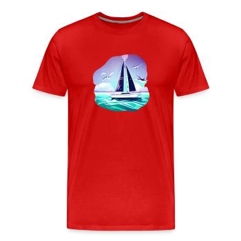 Sailing Sailing Ship Sailing Sailing Sailboat - Men's Premium Organic T-Shirt - red - Front - Damien (186cm)