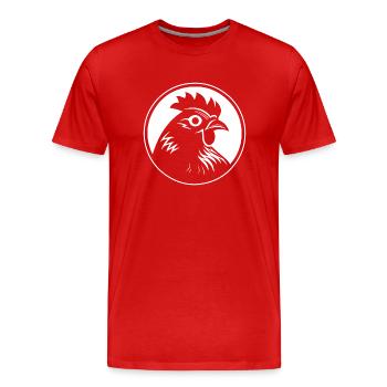 Poulet Poulailler Volaille Coq Ferme - T-shirt bio Premium Homme - rouge - Devant - Damien (186cm)