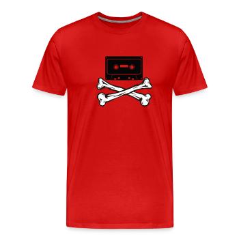 Totenkopf Kassette - Männer Premium Bio T-Shirt - Rot - Vorne - Damien (186cm)