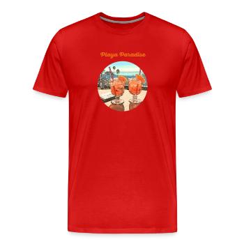 Urlaub und Cocktails „Playa Paradise“ - Männer Premium Bio T-Shirt - Rot - Vorne - Damien (186cm)