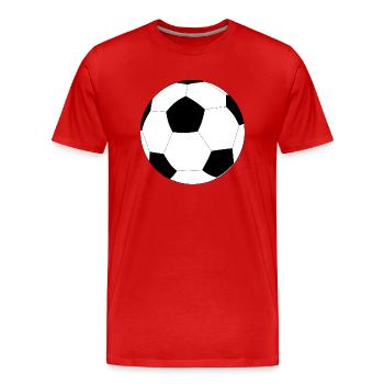 Grand ballon de foot, noir et blanc - T-shirt bio Premium Homme - rouge - Devant - Damien (186cm)