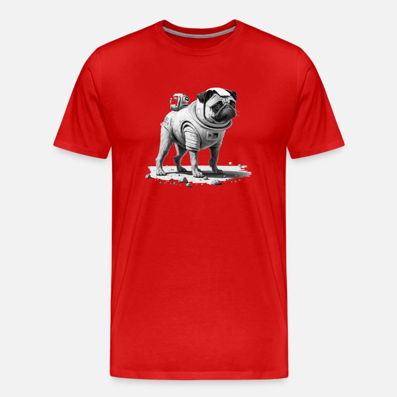 Mops auf dem Mars - Männer Premium Bio T-Shirt - Rot