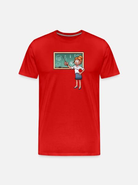 Karikaturlehrerin - Männer Premium Bio T-Shirt - Rot