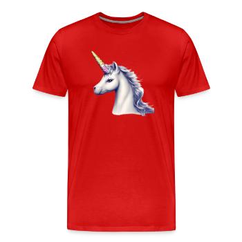 Einhorn Mädchen Einhörner Fabeltier Unicorn - Männer Premium Bio T-Shirt - Rot - Vorne - Damien (186cm)