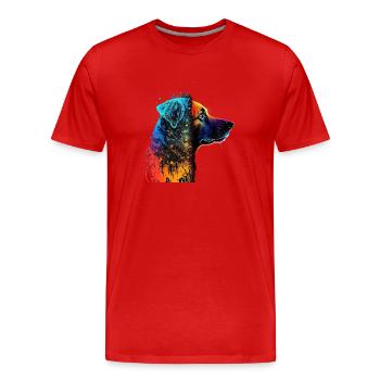 Hund im Farbrausch / Multicolor Hund - Männer Premium Bio T-Shirt - Rot - Vorne - Damien (186cm)