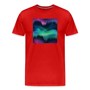 Celestial Lights: Northern Lights Collection - Men's Premium Organic T-Shirt - red - Front - Damien (186cm)