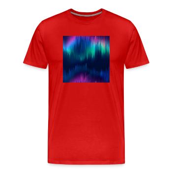 Celestial Aurora: Polarlichter-Kollektion - Männer Premium Bio T-Shirt - Rot - Vorne - Damien (186cm)