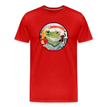 THE frog - Frosch grün Zeichnung Kreismotiv - Männer Premium Bio T-Shirt - Rot - Vorne - Damien (186cm)