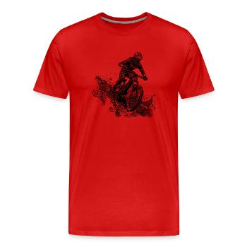 Radfahrer Mountainbiker Regen Schlamm Abfahrt - Männer Premium Bio T-Shirt - Rot - Vorne - Damien (186cm)
