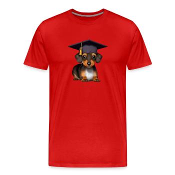 Bachelor Dachshund Graduation University - T-shirt bio Premium Homme - rouge - Devant - Damien (186cm)
