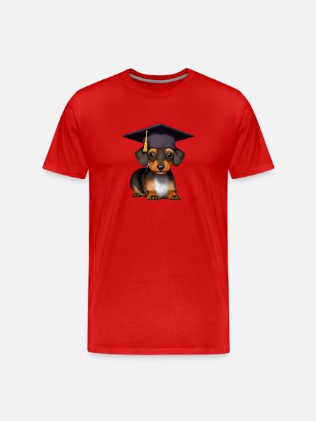 Bachelor Dachshund Graduation University - Men's Premium Organic T-Shirt - red