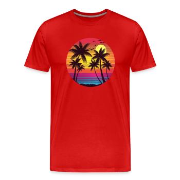 Magie du coucher de soleil sur la plage - T-shirt bio Premium Homme - rouge - Devant - Damien (186cm)