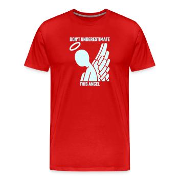 Ne sous-estimez pas cet ange - T-shirt bio Premium Homme - rouge - Devant - Damien (186cm)