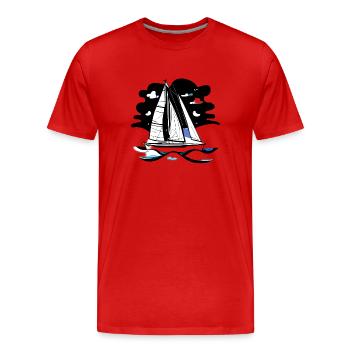 Sailing Ship Sailing Sailing Sailing Sailing Sailboat - Men's Premium Organic T-Shirt - red - Front - Damien (186cm)