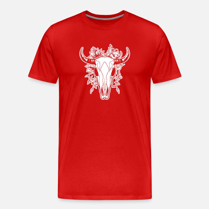 Crâne de vache Boho - T-shirt bio Premium Homme - rouge