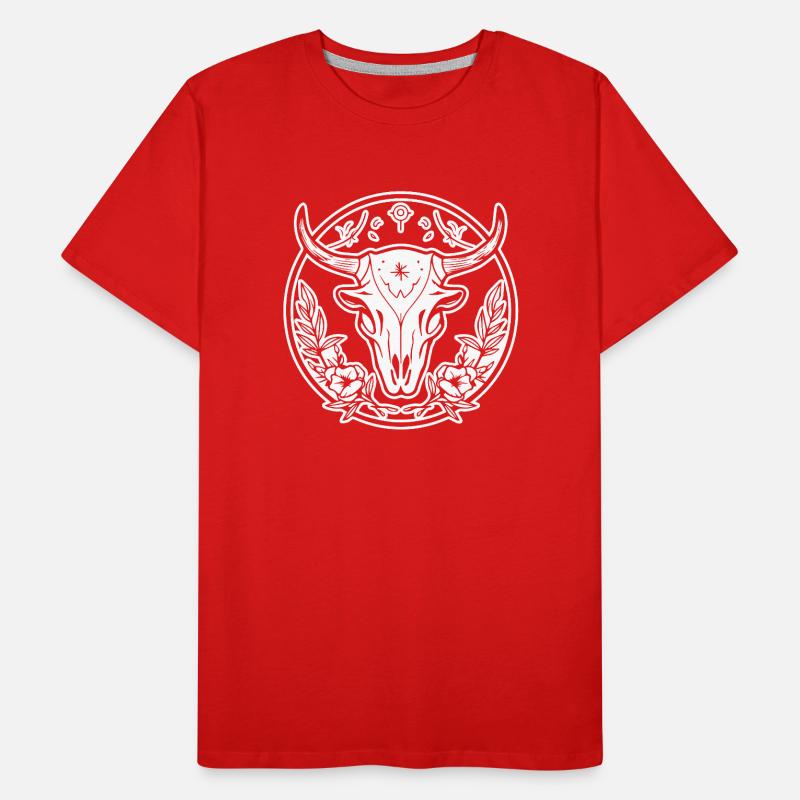Kuh Schädel Boho Männer Premium Bio T-Shirt