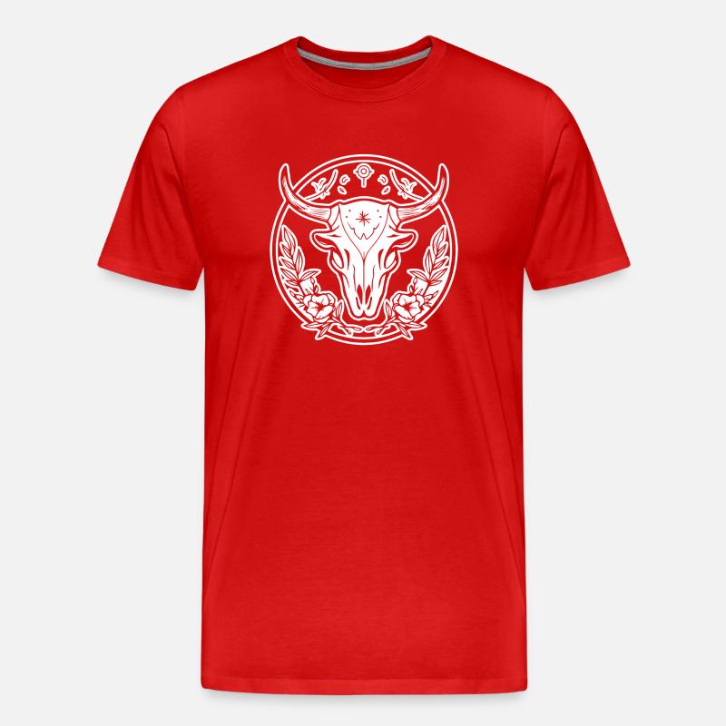 Kuh Schädel Boho - Männer Premium Bio T-Shirt - Rot