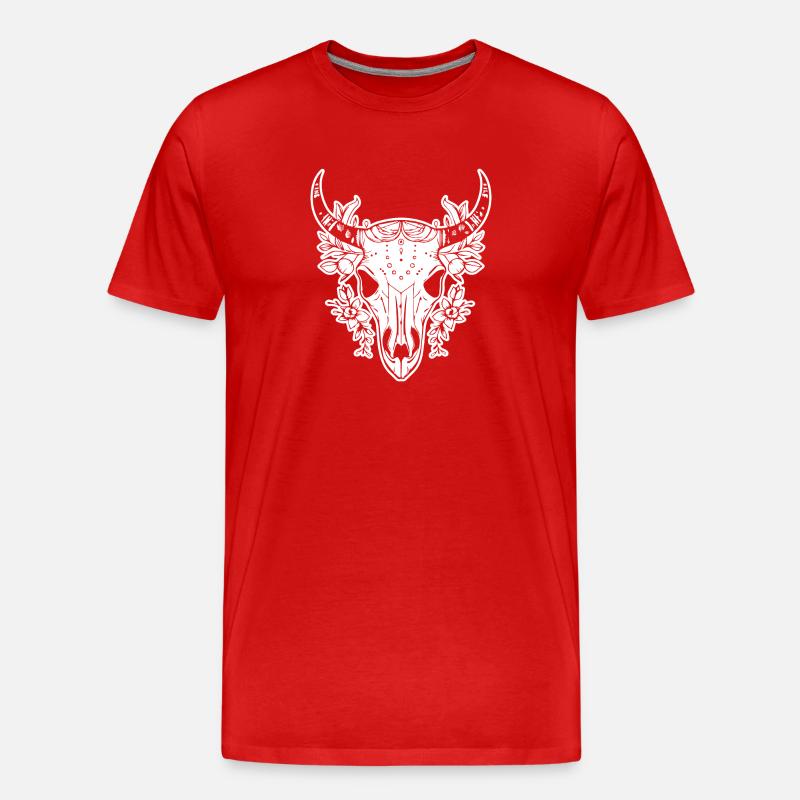 Kuh Schädel Boho - Männer Premium Bio T-Shirt - Rot
