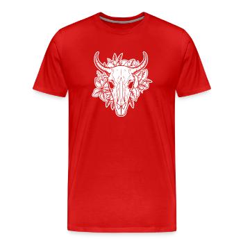 Crâne de vache Boho - T-shirt bio Premium Homme - rouge - Devant - Damien (186cm)