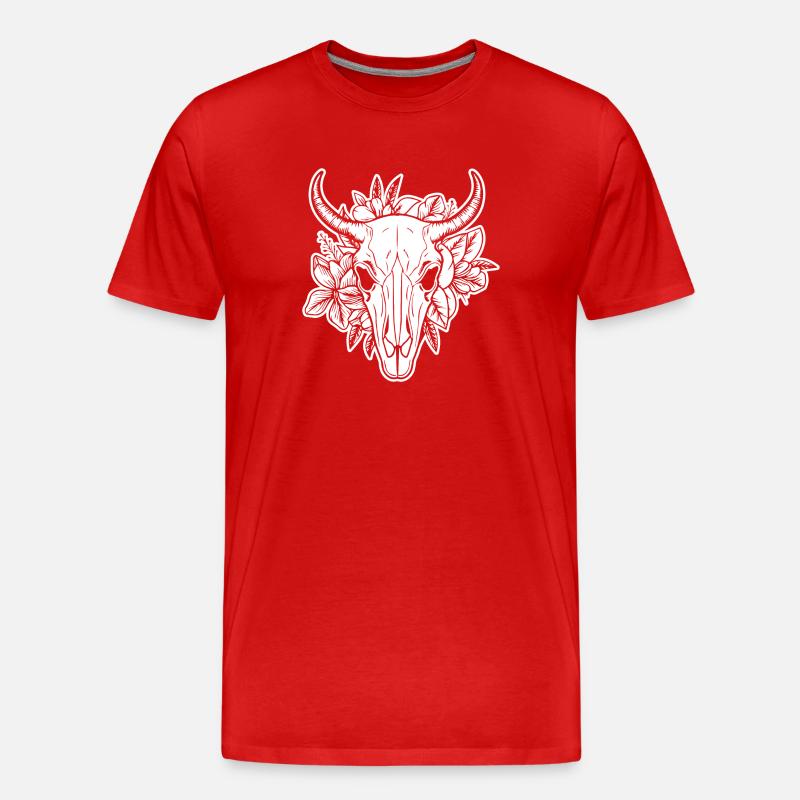 Crâne de vache Boho - T-shirt bio Premium Homme - rouge