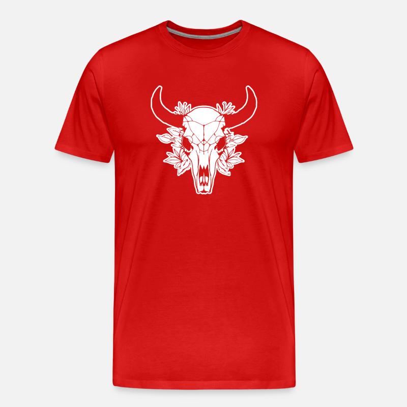 Kuh Schädel Boho - Männer Premium Bio T-Shirt - Rot