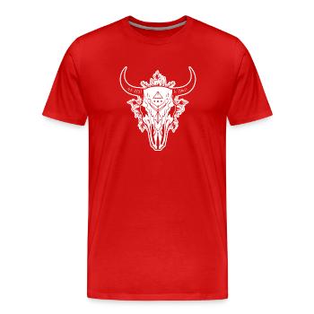 Crâne de vache Boho - T-shirt bio Premium Homme - rouge - Devant - Damien (186cm)