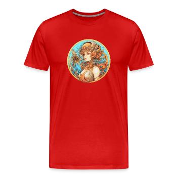 Beauty ex Machina 1 - Men's Premium Organic T-Shirt - red - Front - Damien (186cm)