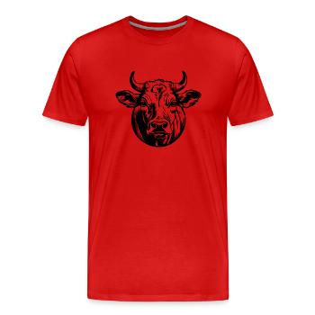 Kuh Kühe Rind Bauernhof Landwirtschaft - Männer Premium Bio T-Shirt - Rot - Vorne - Damien (186cm)