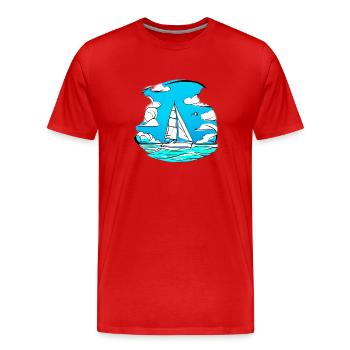 Sailing Ship Sailing Sailing Sailing Sailing Boat - Men's Premium Organic T-Shirt - red - Front - Damien (186cm)