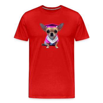 Bachelor Chihuahua Graduation Study Dogs - Men's Premium Organic T-Shirt - red - Front - Damien (186cm)