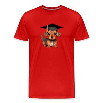 Bachelor Dachshund Study Dogs School Leaving Certificate - Men's Premium Organic T-Shirt - red - Front - Damien (186cm)