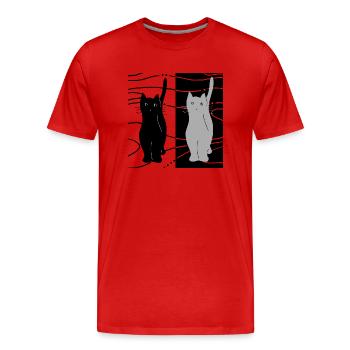 Katzen - Männer Premium Bio T-Shirt - Rot - Vorne - Damien (186cm)