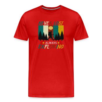 Jamais perdu toujours Explorer - T-shirt bio Premium Homme - rouge - Devant - Damien (186cm)
