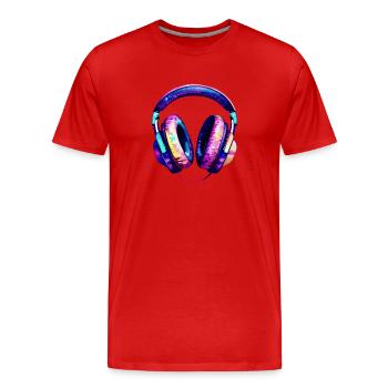 Kopfhörer Sänger Musiker Gamer Musik hören Gesang - Männer Premium Bio T-Shirt - Rot - Vorne - Damien (186cm)