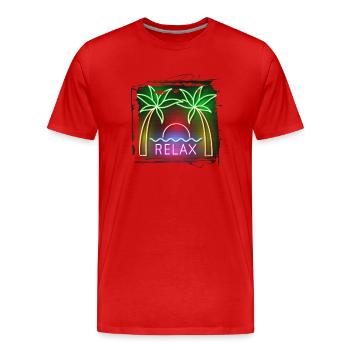sommer strand strand retro meer neon licht eng - Männer Premium Bio T-Shirt - Rot - Vorne - Damien (186cm)