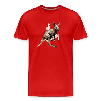 Kangaroo polygonal - Men's Premium Organic T-Shirt - red - Front - Damien (186cm)