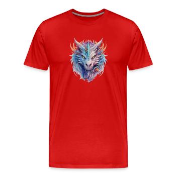 Dragon Face - Männer Premium Bio T-Shirt - Rot - Vorne - Damien (186cm)