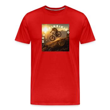 Mountainbiking - Männer Premium Bio T-Shirt - Rot - Vorne - Damien (186cm)
