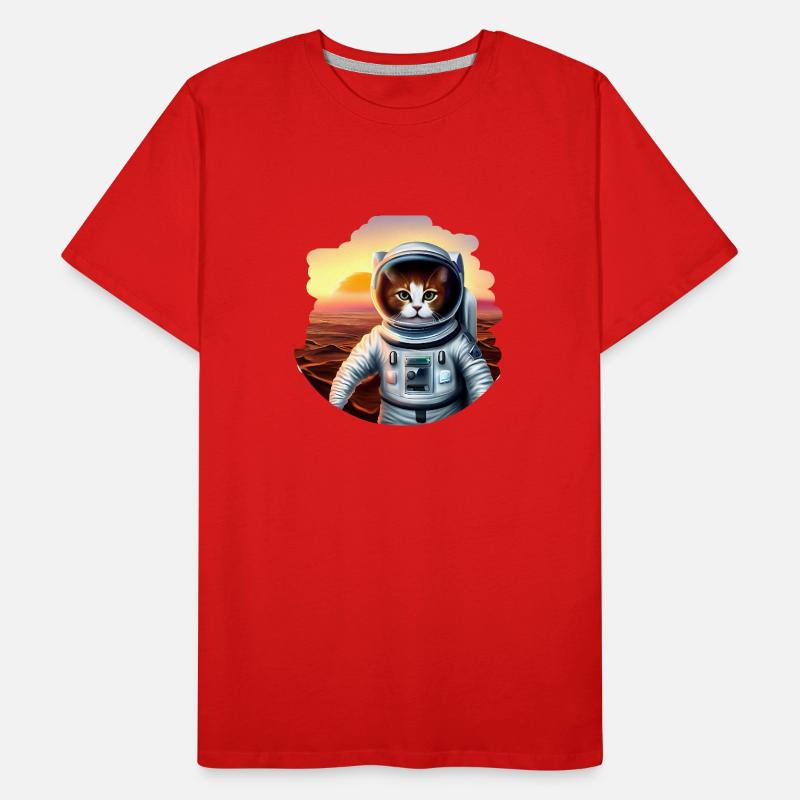 Chat astronaute sur Mars T-shirt bio Premium Homme