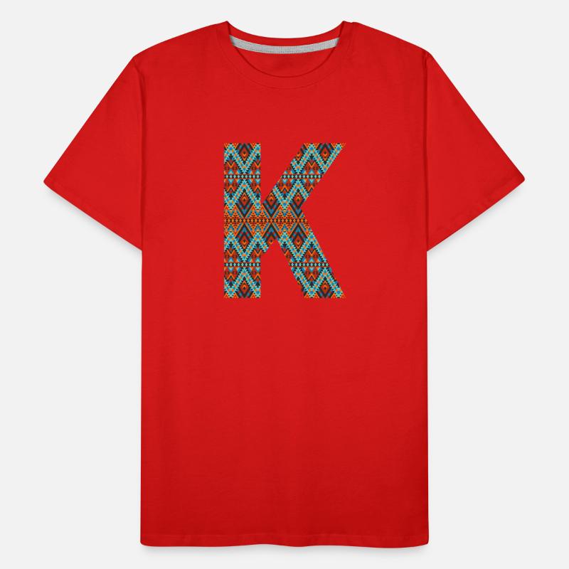 Buchstabe K- Boho-Design, buntes Monogramm Männer Premium Bio T-Shirt