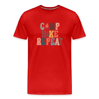 Randonnée au camp Répéter - T-shirt bio Premium Homme - rouge - Devant - Damien (186cm)