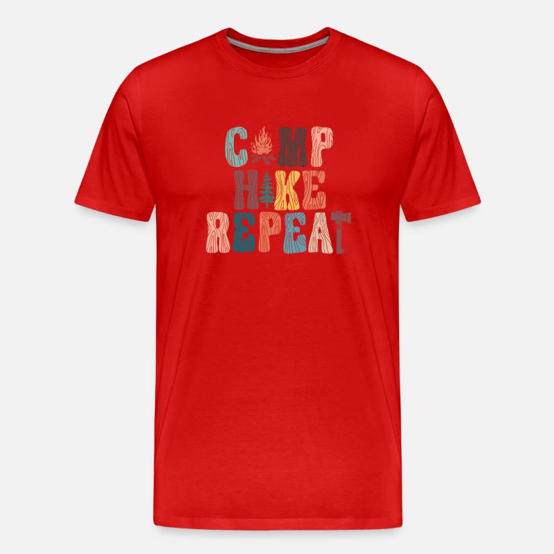 Camp Hike Repeat - Männer Premium Bio T-Shirt - Rot
