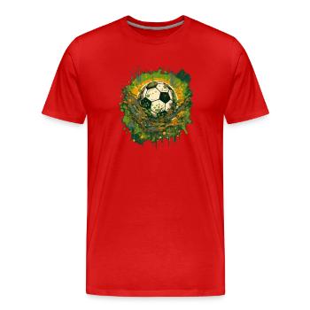 Fußball Ball - Männer Premium Bio T-Shirt - Rot - Vorne - Damien (186cm)