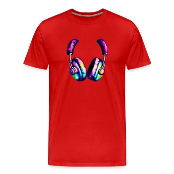 Kopfhörer Sänger Musiker Gamer Musik hören Gesang - Männer Premium Bio T-Shirt - Rot - Vorne - Damien (186cm)