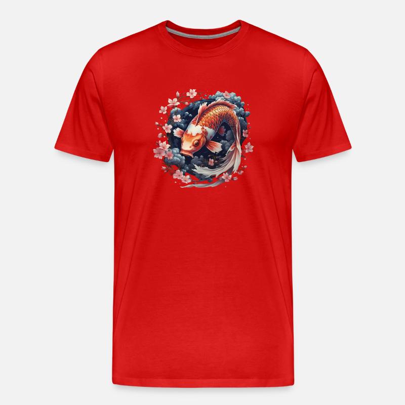 Koi Carp Sakura - Männer Premium Bio T-Shirt - Rot