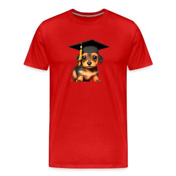 Bachelor School Leaving Certificate Dachshund Dog Study - Men's Premium Organic T-Shirt - red - Front - Damien (186cm)