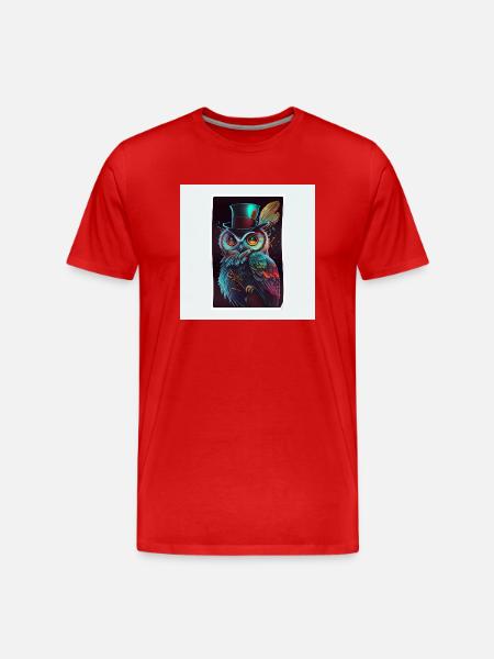 Coole Eule Sticker - Männer Premium Bio T-Shirt - Rot