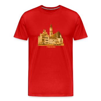 Freising, Hôtel de ville, Isar, Munich, Bavière - T-shirt bio Premium Homme - rouge - Devant - Damien (186cm)